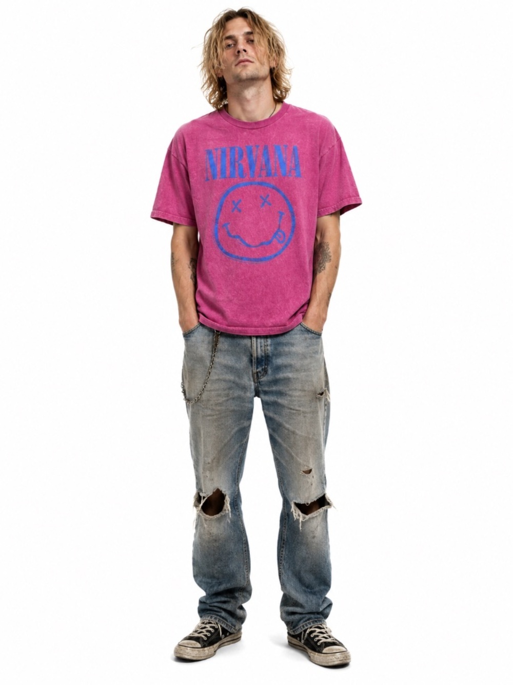 NIRVANA Shirt XL Grunge Pink